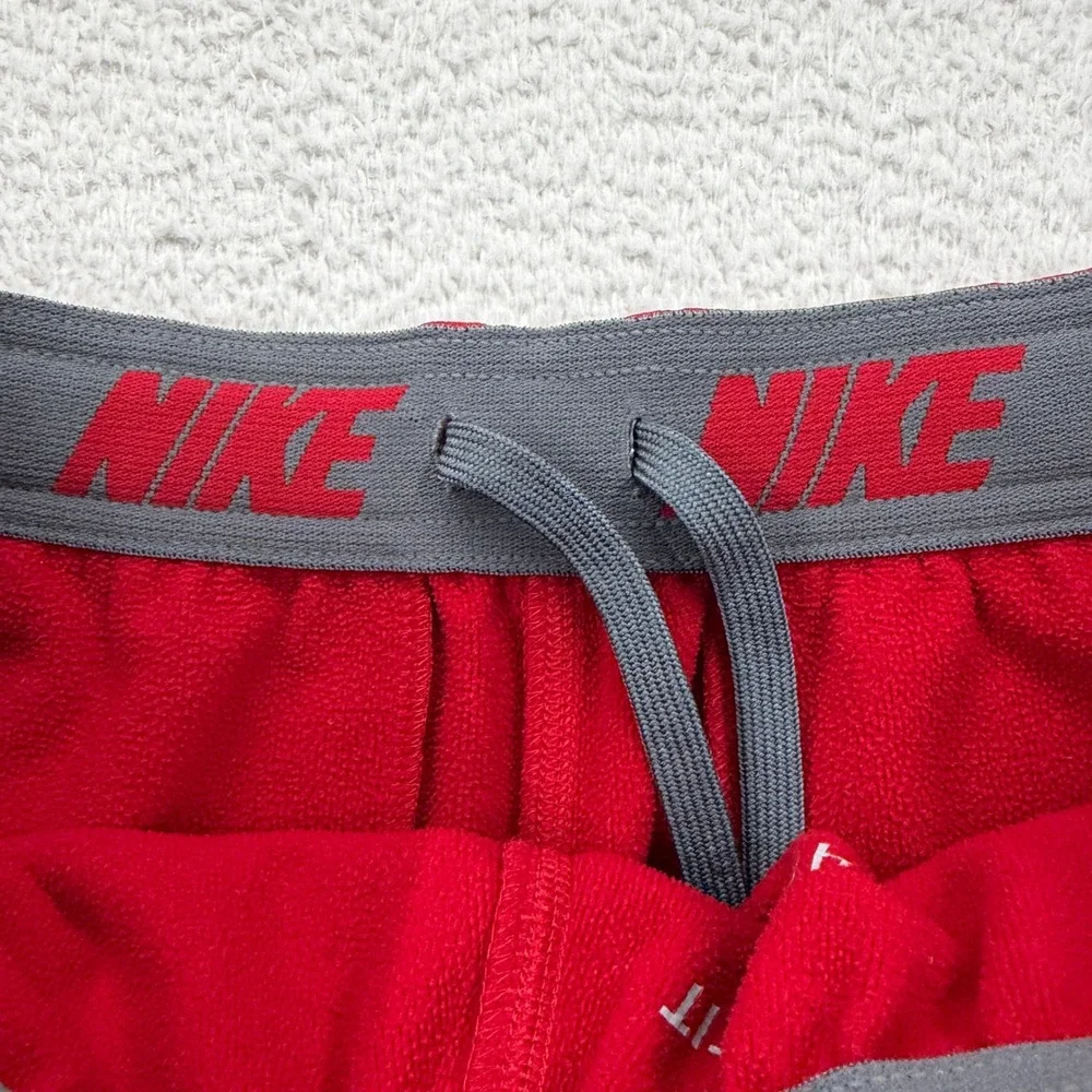 Nike Mens Therma-FIT Fleece Sweatpants Red‎ Grey Bungee Hem Size M